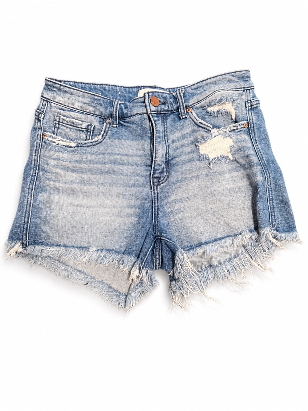 BKE Light Blue Distressed Denim Jean Shorts